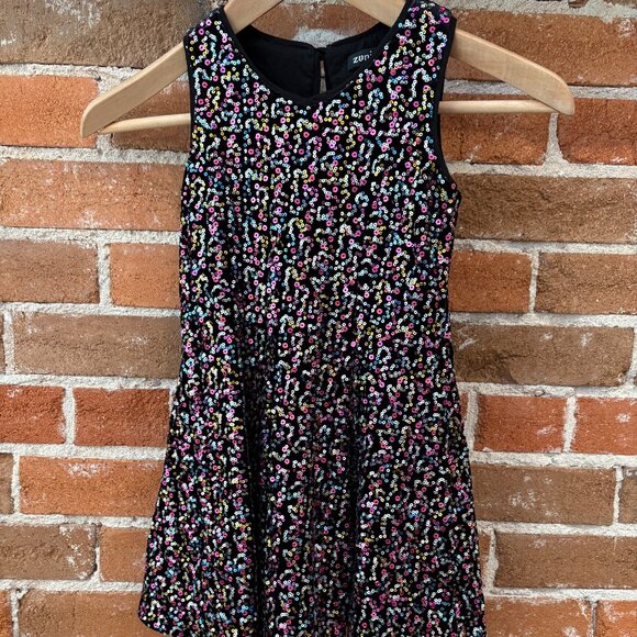 Zunie Girls Holiday Multicolor Sequin Dress Size 5 SUPER SPARKLY! - Picture 1 of 3